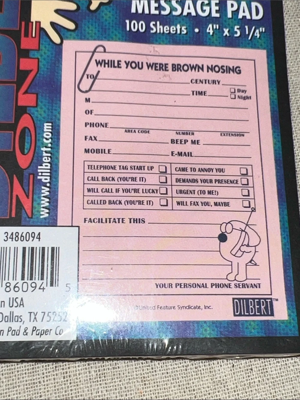 Vintage 1998 Dilbert Zone Personal Message Pad Ampad Sealed Retro Deadstock
